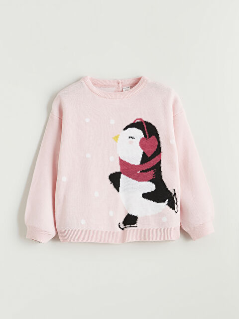 LCW Kids Penguen Desenli Kız Çocuk Triko Kazak - W5M503Z1-G3G