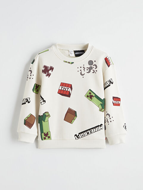 LCW Kids Minecraft Baskılı Erkek Çocuk Sweatshirt - W5MB96Z1-LRA