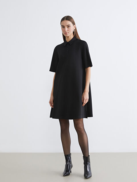 LCW Comfort Polo Neck Mini Dress - W5MC79Z8-CVL