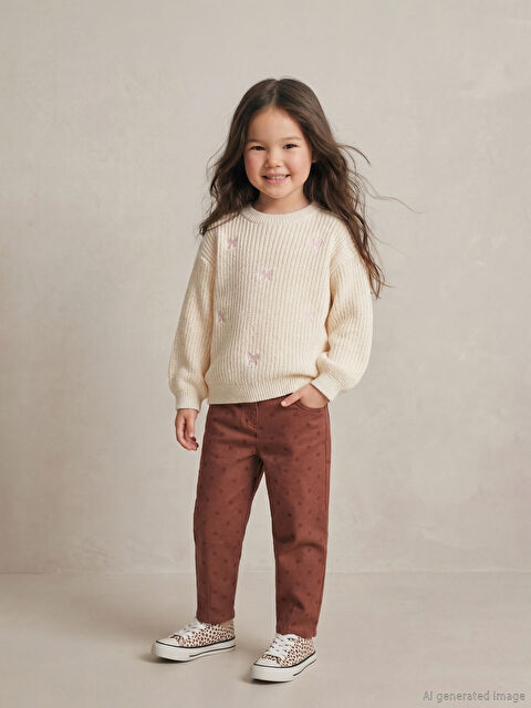 LCW Kids Puantiyeli Kız Çocuk Gabardin Pantolon - W5ME83Z1-LQY
