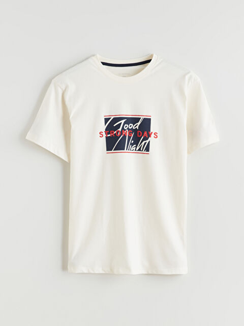 LC WAIKIKI Bisiklet Yaka Baskılı Erkek Pijama Üst - W5MF99Z8-FES