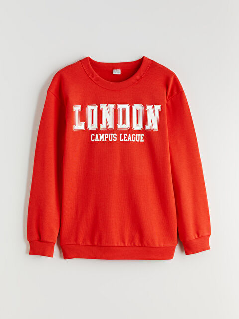 LCW Kids Bisiklet Yaka London Baskılı Erkek Çocuk Sweatshirt - W5MG26Z4-Z2L