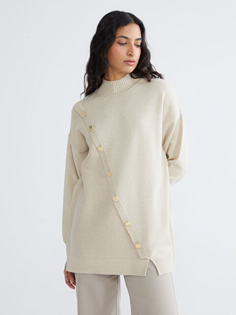 LCW Modest Yarım Balıkçı Yaka Kadın Triko Kazak - W5MG59Z8-FMQ