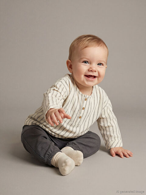 LCW baby Çizgili Erkek Bebek Gömlek ve Pantolon - W5MI00Z1-LE4