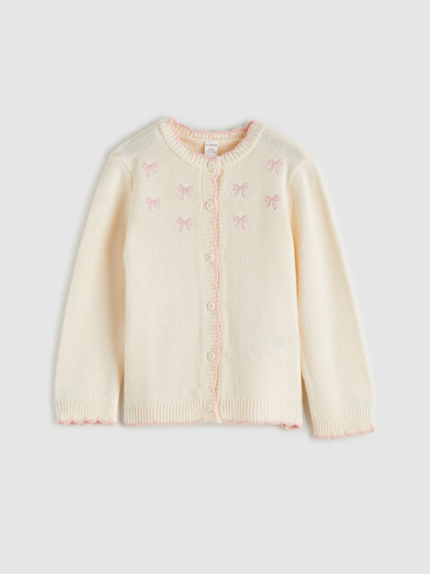 LCW Kids Standart Kalıp Kız Bebek Nakışlı Triko Hırka - W5MJ09Z1-J1F