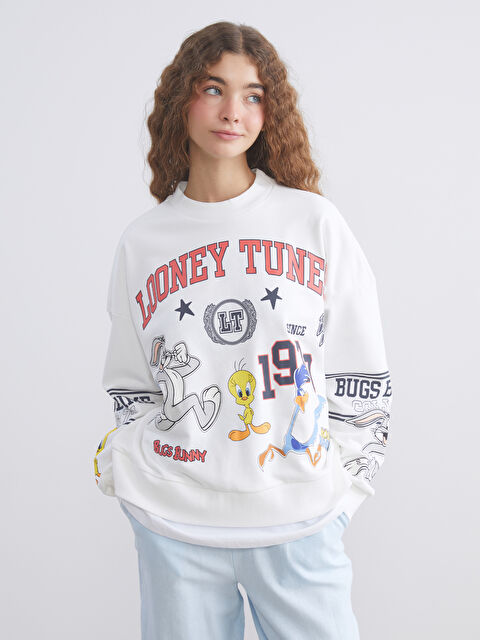 LCW ECO Bugs Bunny Baskılı Oversize Kadın Sweatshirt - W5MK35Z8-R9J