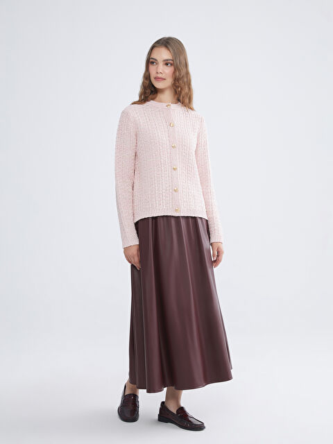 LCW Modest Beli Lastikli Deri Görünümlü Kloş Etek - W5ML71Z8-ZMY