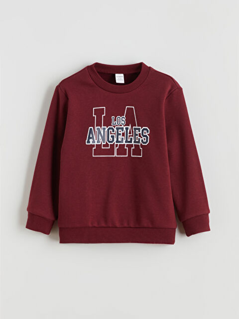 LCW Kids Los Angeles Baskılı Erkek Çocuk Sweatshirt - W5MN47Z1-HMB