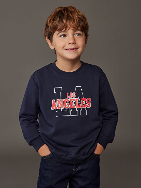 LCW Kids Los Angeles Baskılı Erkek Çocuk Sweatshirt - W5MN47Z1-8N4