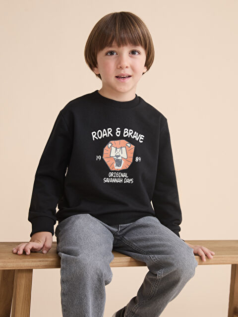 LCW Kids Aslan Baskılı Erkek Çocuk Sweatshirt - W5MN50Z1-CVL