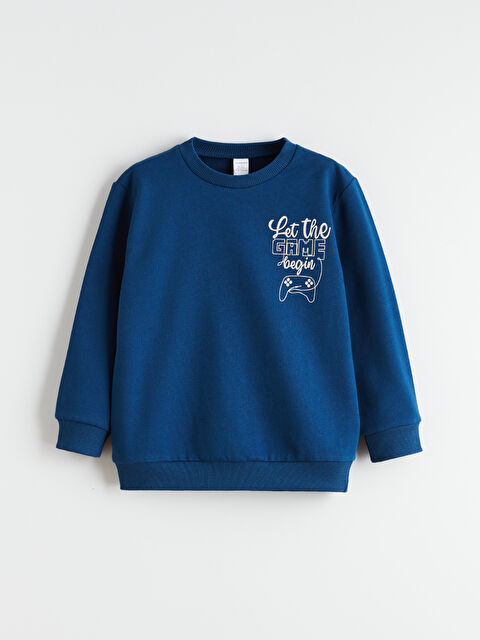 LCW Kids Bisiklet Yaka Baskılı Erkek Çocuk Sweatshirt - W5MN81Z1-DQ6