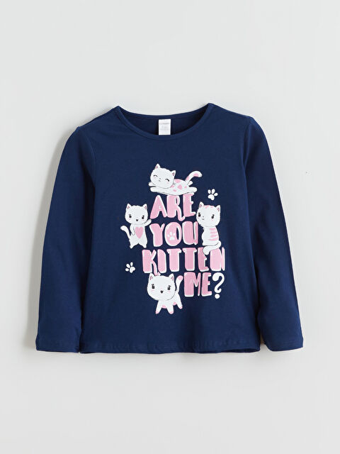 LCW Kids Bisiklet Yaka Baskılı Kız Çocuk Tişört - W5MP31Z1-HPN