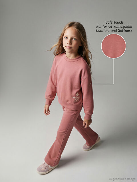 LCW Kids Soft Touch Kız Çocuk Sweatshirt ve Eşofman Altı - W5MQ64Z4-8WF