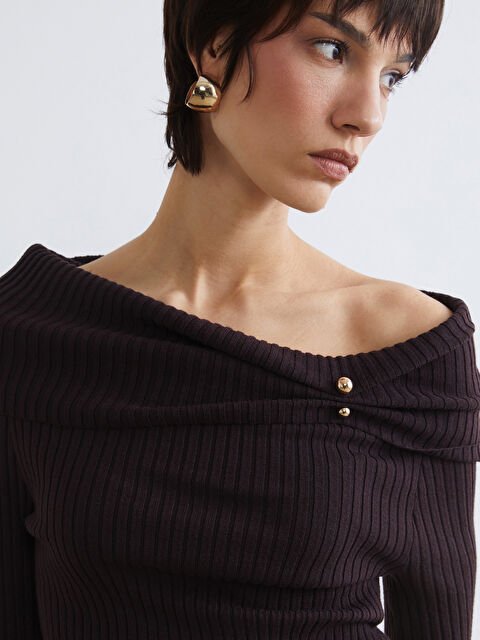 LCW Vision Kayık Yaka Kadın Triko Kazak - W5MR62Z8-D2N