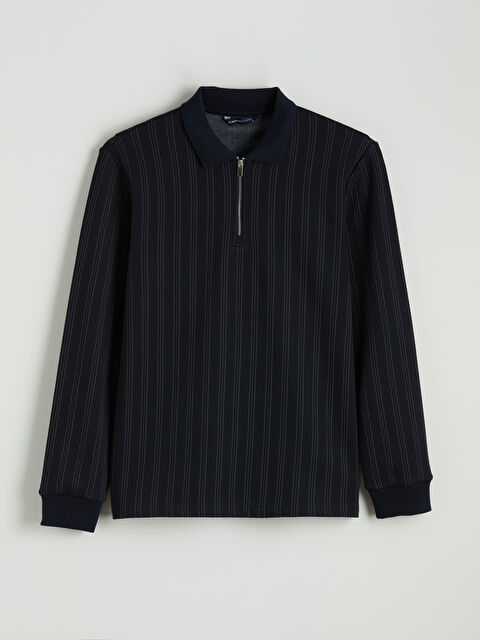 LCWAIKIKI Classic Polo Yaka Çizgili Erkek Sweatshirt - W5MT66Z8-LGS