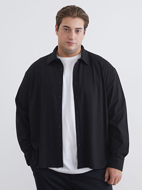 XSIDE Büyük Beden Regular Fit Uzun Kollu Erkek Gömlek - W5MT70Z8-RQL