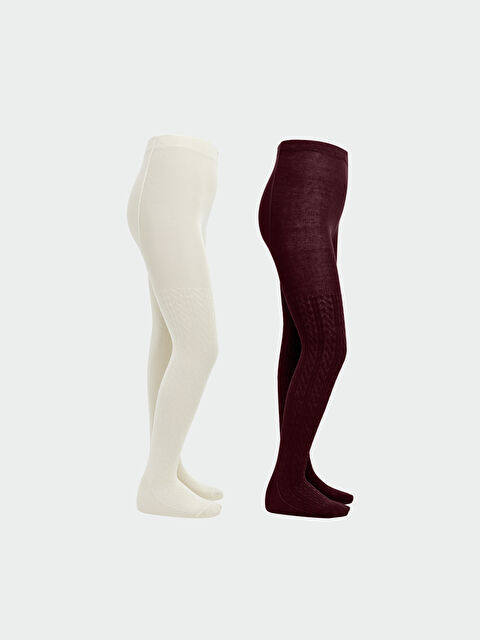 LCW Kids Desenli Kız Çocuk Külotlu Çorap 2'li - W5MU66Z4-J3N