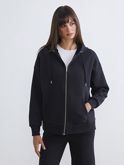 LCW Vision Oversize Kadın Kalın Fermuarlı Sweatshirt - W5N035Z8-K3W