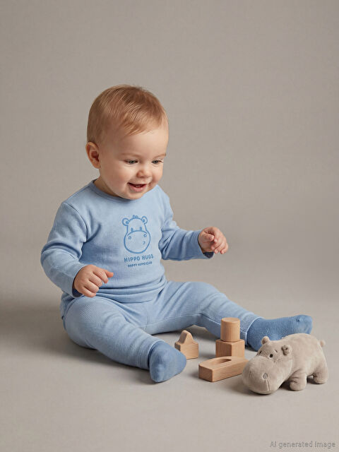 LCW baby Bisiklet Yaka Erkek Bebek Tişört ve Eşofman Altı - W5N195Z1-S5W