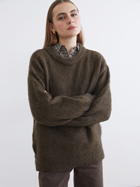 LCWAIKIKI Classic Bisiklet Yaka Kadın Triko Kazak - W5N197Z8-10O