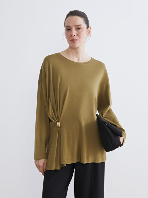 LCW Grace Bisiklet Yaka Büzgülü Kadın Tunik - W5N207Z8-H6M