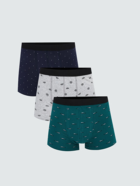 LC WAIKIKI Standart Kalıp Pamuklu Esnek Erkek Boxer 3'lü - W5N218Z8-774