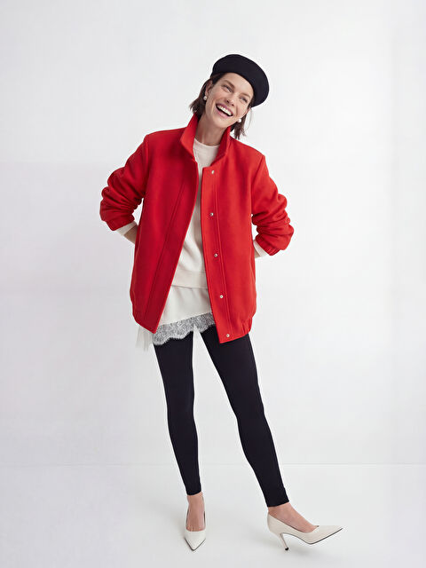 LCW Vision Polo Yaka Kadın Bomber Kaşe Ceket - W5N231Z8-CRT