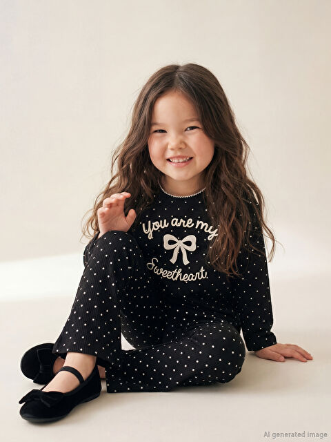 LCW Kids قميص بنات مطبوع بشريط كول مدور - W5N265Z1-LQJ