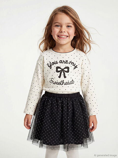 LCW Kids قميص بنات مطبوع بشريط كول مدور - W5N265Z1-LRA