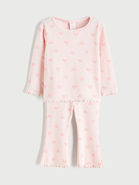 LCW baby Bisiklet Yaka Kız Bebek Tişört ve Tayt - W5N483Z1-LT4