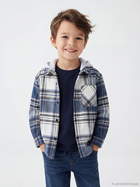 LCW Kids Kapüşonlu Ekose Erkek Çocuk Oduncu Gömlek - W5N682Z1-LN6