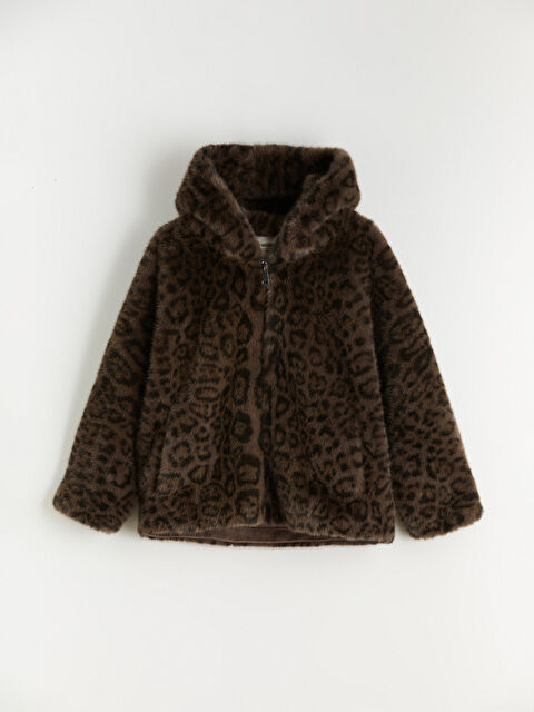 LCW Kids Hooded Girls' Faux Fur Overcoat - W5N700Z4-LQB