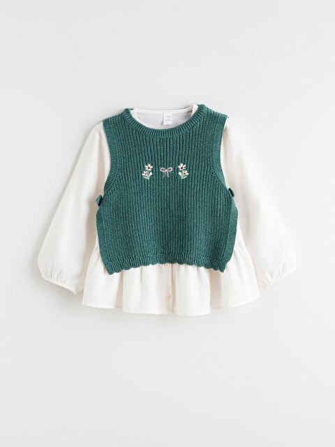 LCW Kids Kız Çocuk Poplin Gömlek Ve Süveter - W5N848Z1-FES