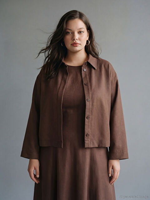 LCW Modest Oversize Kadın Süet Görünümlü Gömlek - W5N859Z8-ZAH