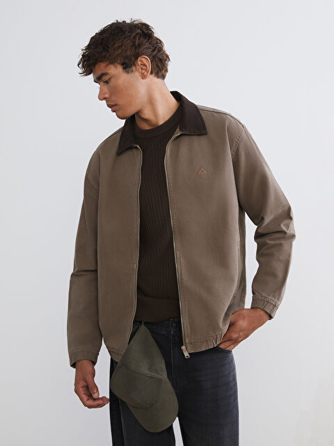 XSIDE Rahat Kalıp Gömlek Yaka Kanvas Erkek Ceket - W5N974Z8-PSD