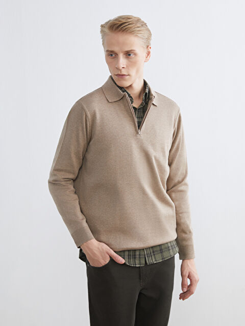 LCWAIKIKI Classic Polo Yaka Erkek Sweatshirt - W5NC88Z8-D2Y
