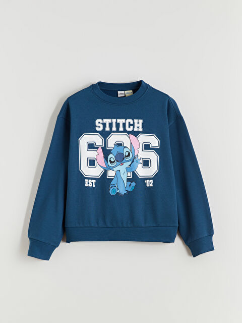 LCW Kids Bisiklet Yaka Stitch Baskılı Kız Çocuk Sweatshirt - W5ND16Z4-HSD