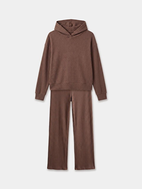 LCW Kids طقم بدلة رياضية بني فتاة - W5NE13Z4-ZHA