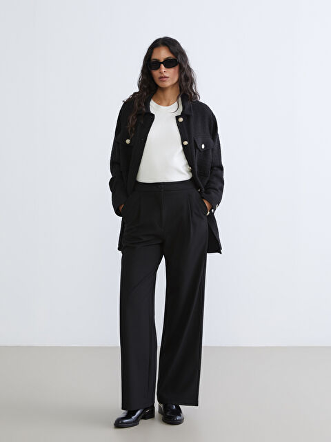 LCW Modest Loose Fit Geniş Paça Kadın Pileli Pantolon - W5NE21Z8-CVL