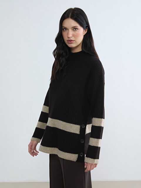 LCW Comfort Yarım Balıkçı Yaka Kadın Triko Tunik - W5NE42Z8-LGS