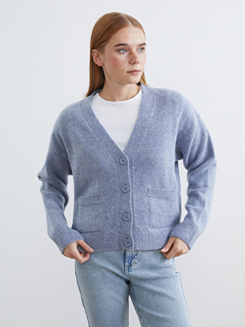 LCW Modest V Yaka Kadın Triko Hırka - W5NE44Z8-997