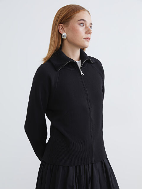 LCW Modest Polo Yaka Kadın Triko Hırka	 - W5NE48Z8-CVL