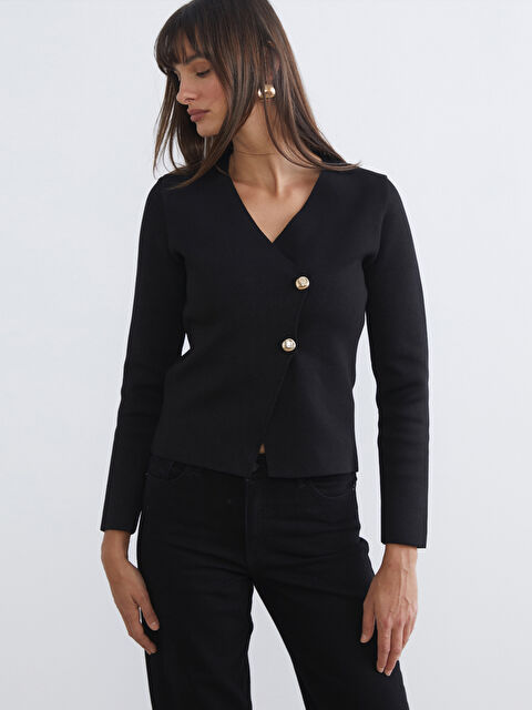 LCW Vision Kruvaze Yaka Kadın Triko Hırka - W5NF14Z8-CVL