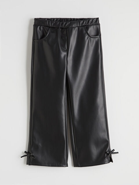 LCW Kids Fiyonk Detaylı Deri Görünümlü Kız Çocuk Pantolon - W5NF51Z1-CVL