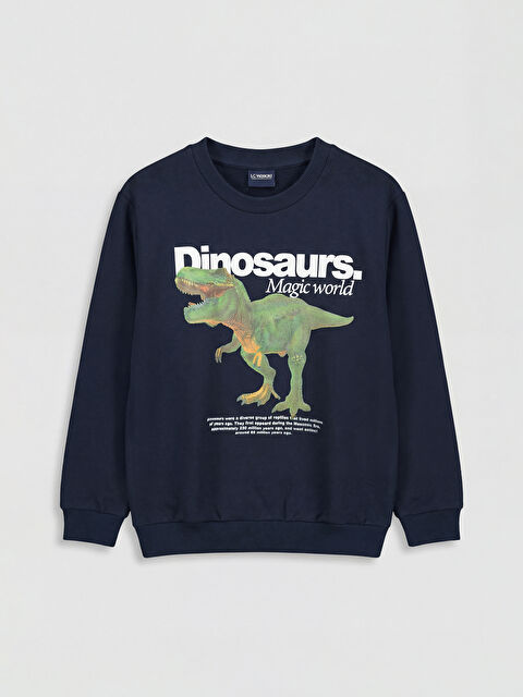 LCW Kids Dinosaur Print Boys' Sweatshirt - W5NF55Z4-DWP