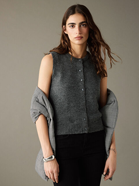 LCW Vision Bisiklet Yaka Kadın Triko Yelek - W5NG49Z8-DZS