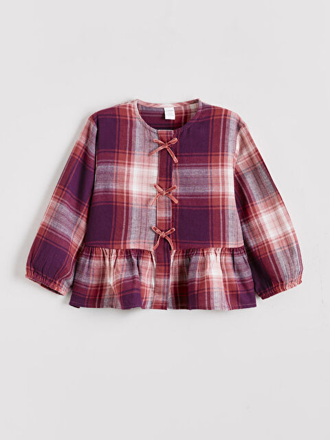 LCW Kids Košulja sa okruglim izrezom i kariranim dezenom za devojčice - W5NG86Z1-LPA