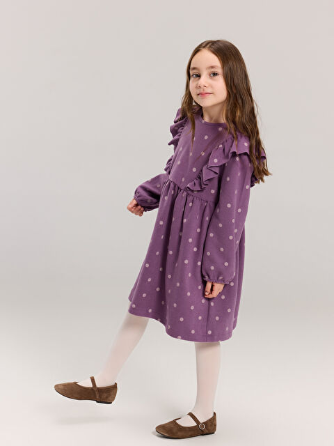 LCW Kids Bisiklet Yaka Puantiyeli Kız Çocuk Elbise - W5NG98Z1-LTM