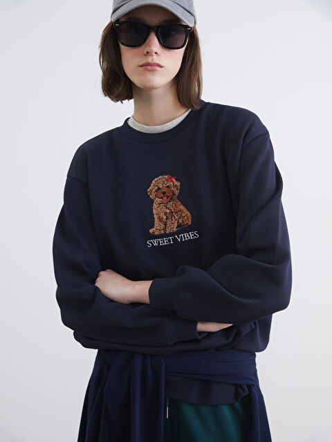 XSIDE Embroidered Oversize Women's Thick Sweatshirt - W5NH49Z8-ZEL