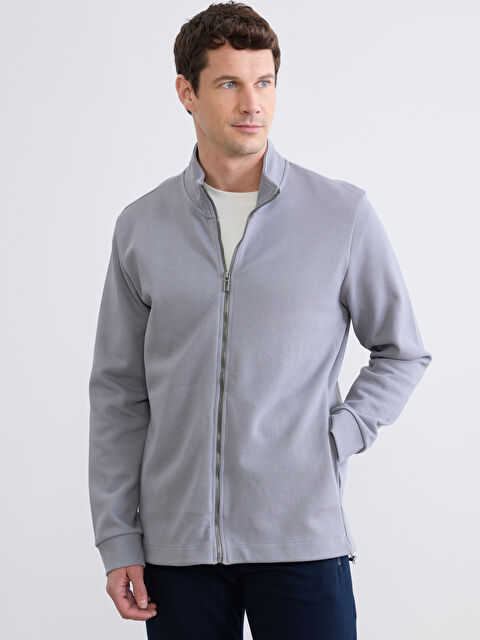 LCWAIKIKI Classic Dik Yaka Erkek Fermuarlı Sweatshirt - W5NH80Z8-QYE